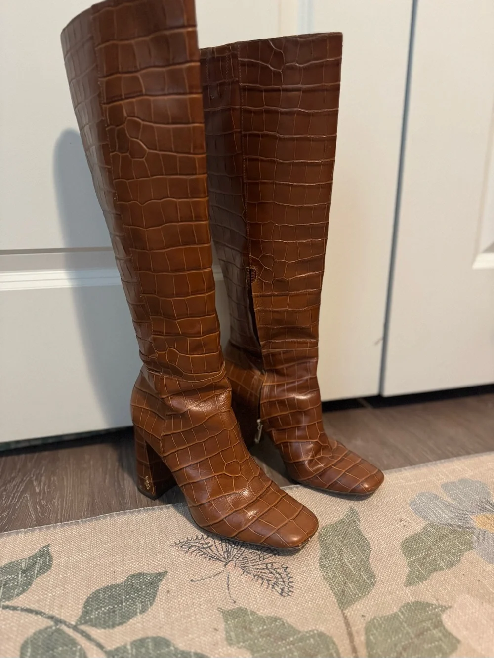 Sam Edelman Clarem Knee High Boot in Tawny Brown Croc sz 7.5